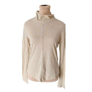 Eve Gravel Cream Speckle Long Sleeve Turtleneck Top Sz S